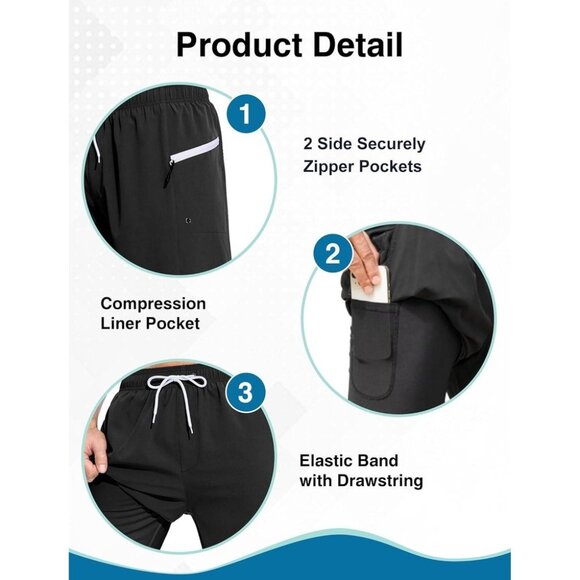 7" Men's Swim Trunks with Compression Liner & Zipper Pockets XL - Picture 5 of 5